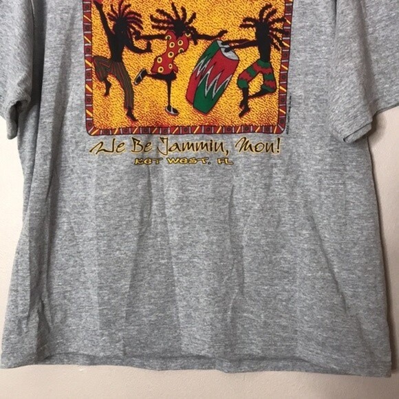 Vintage we be jammin mon key west Florida gray T-shirt size large - Picture 3 of 10